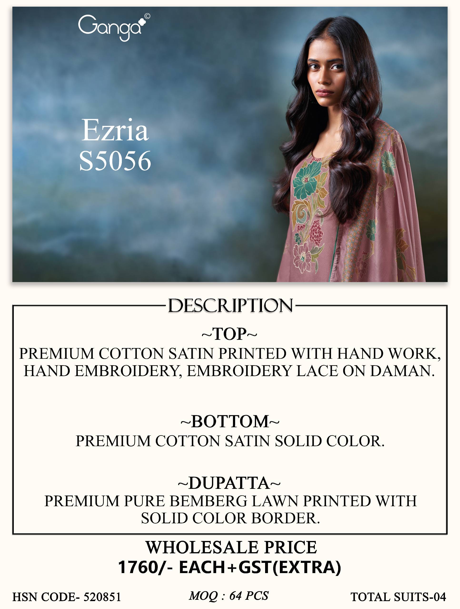 EZRIA 5056 SERIES By GANGAFASHION Stylish Beautiful Colourful COTTON SATIN Dresses At Wholesale Price